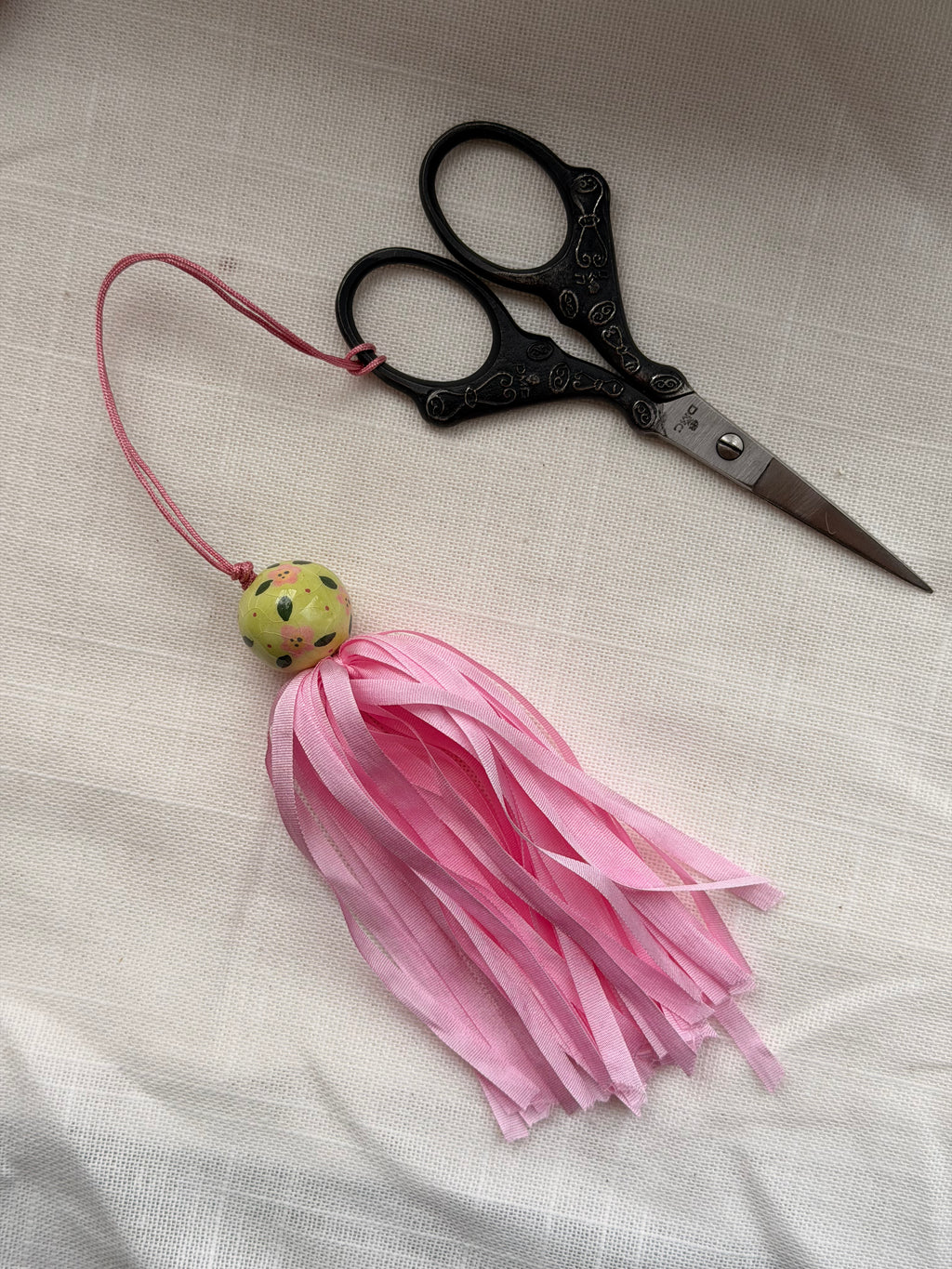 Handmade Scissor Fob with Silk Ribbons – Embroidery Scissors Accessory