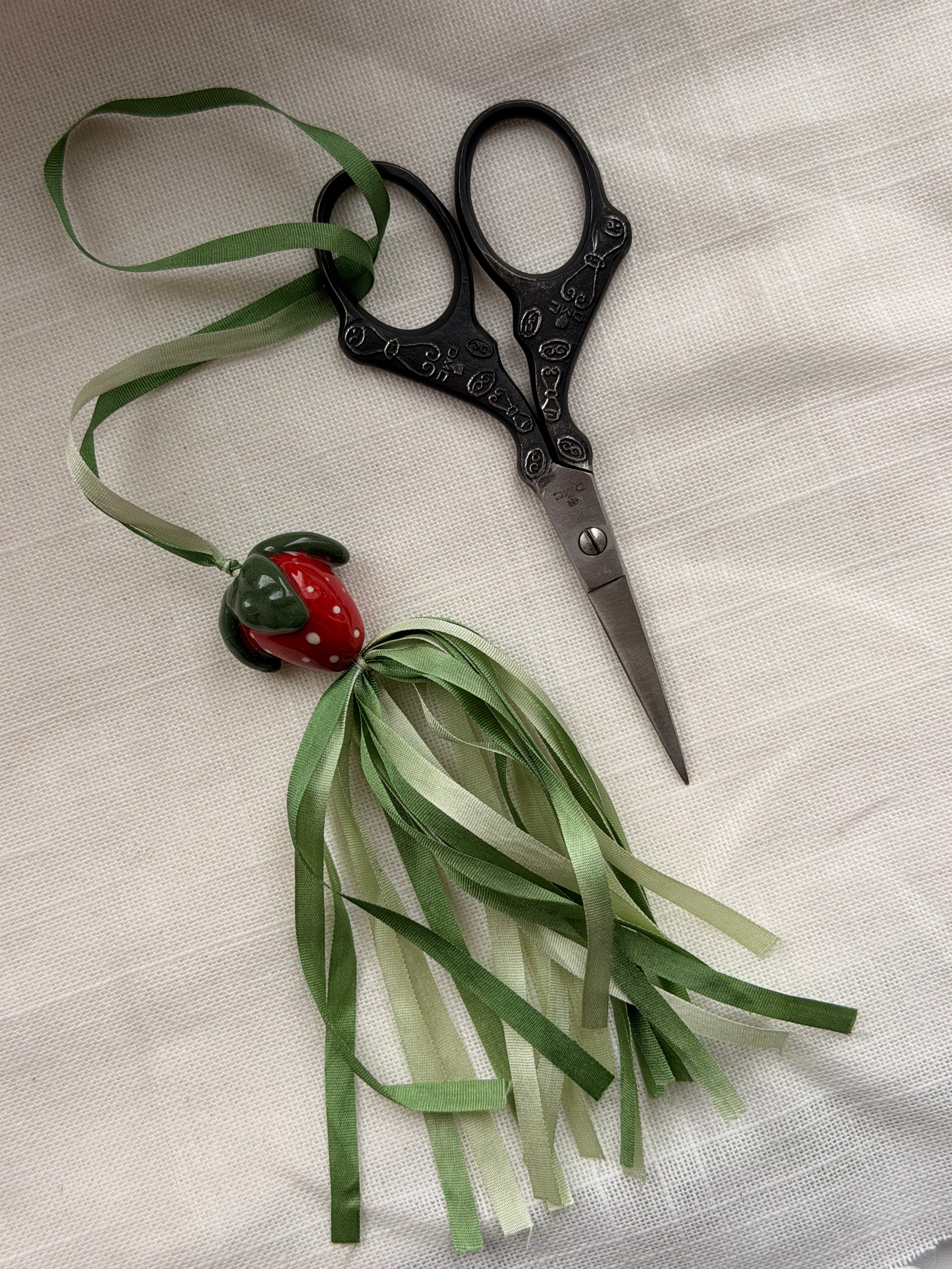Handmade Scissor Fob with Silk Ribbons – Embroidery Scissors Accessory