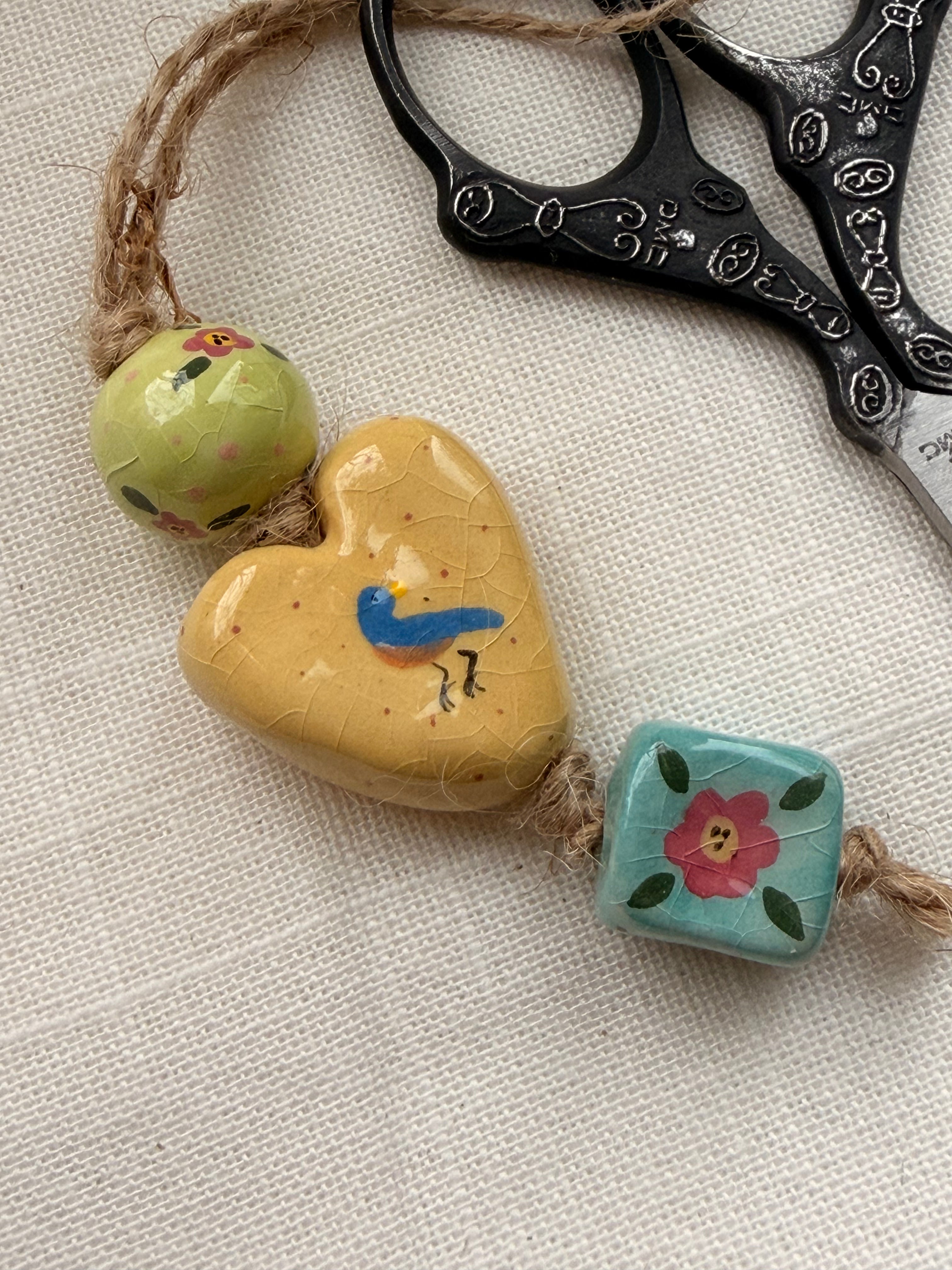Handmade Ceramic Scissor Fob – Embroidery Scissors Accessory