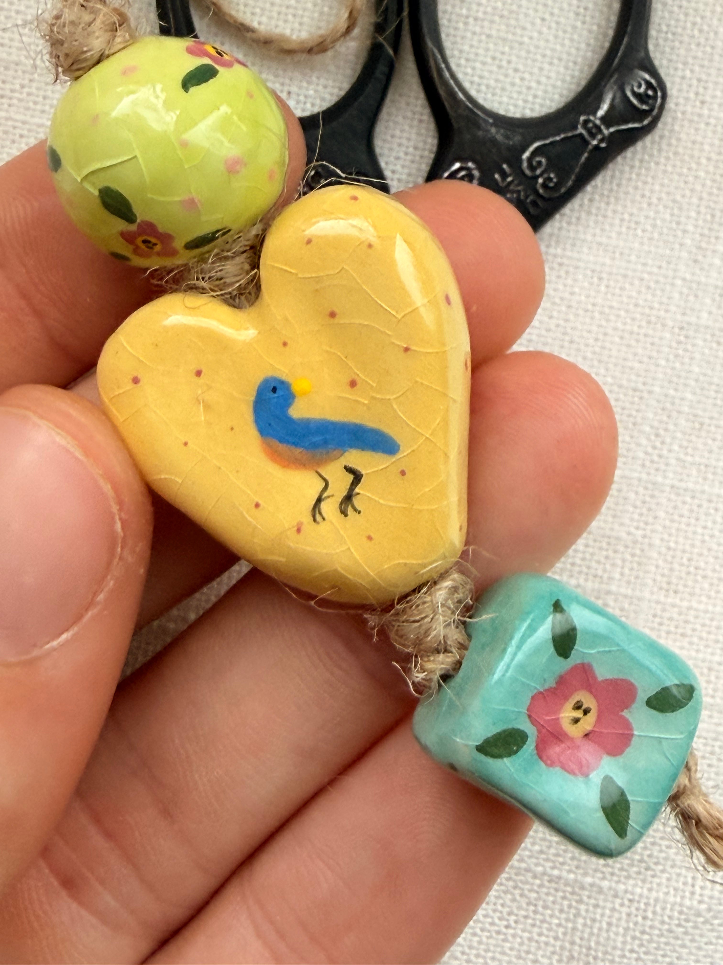 Handmade Ceramic Scissor Fob – Embroidery Scissors Accessory