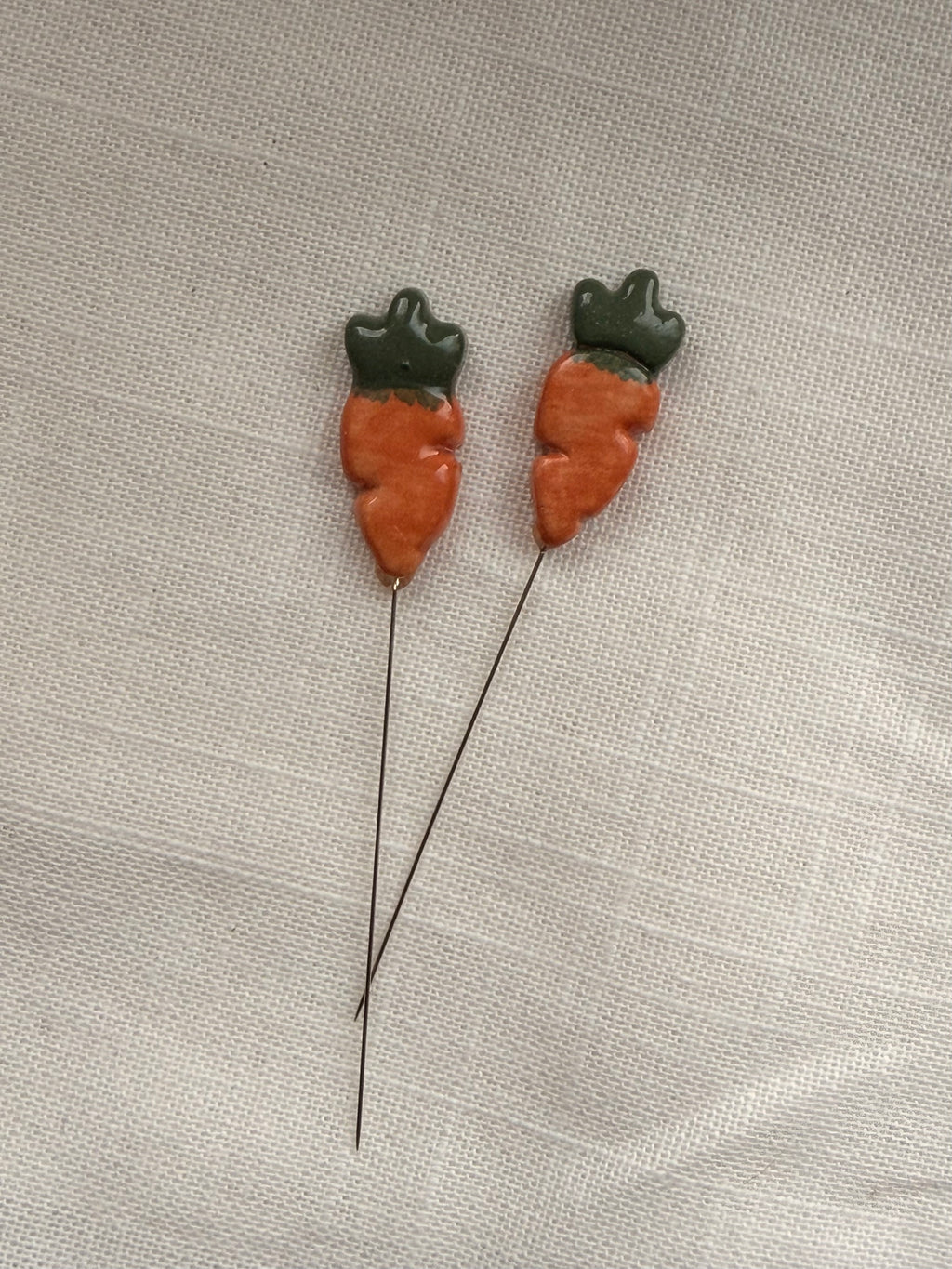 Handmade Ceramic Carrot Counting Pin for Cross Stitch
