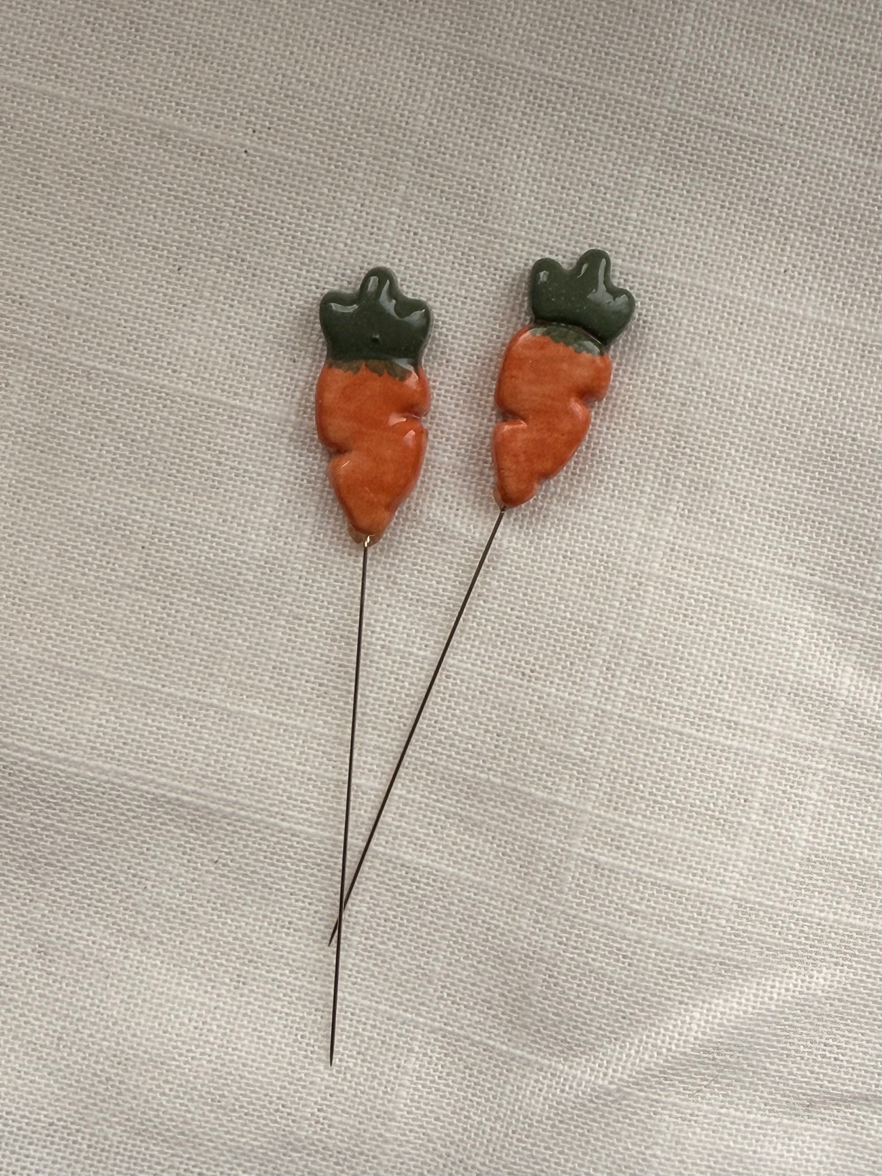 Handmade Ceramic Carrot Counting Pin for Cross Stitch
