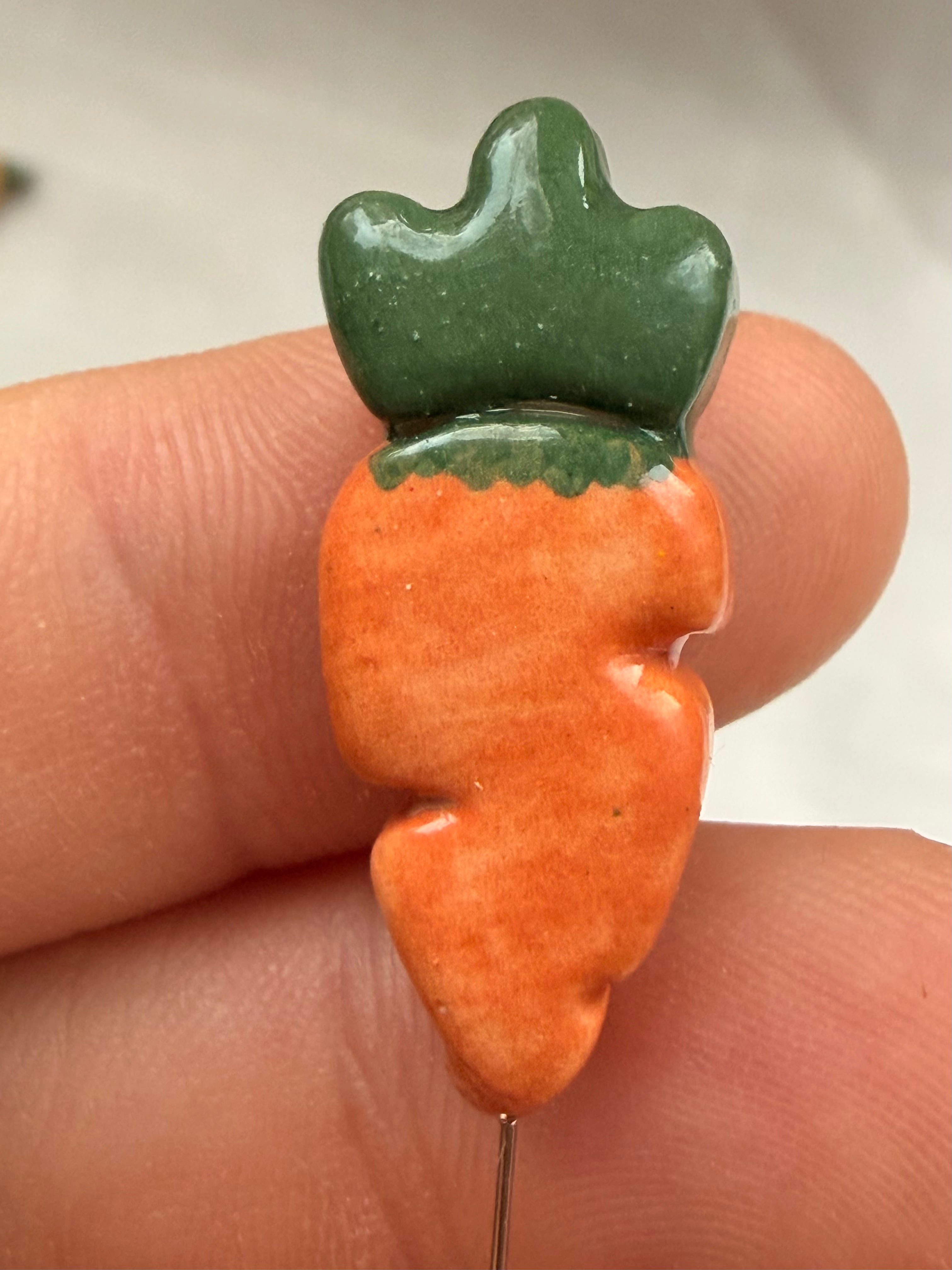 Handmade Ceramic Carrot Counting Pin for Cross Stitch