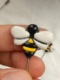 Handmade Ceramic Stitch Marker Pin with Protective Stopper - Bee