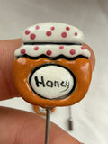Handmade Ceramic Stitch Marker Pin with Protective Stopper - Honey